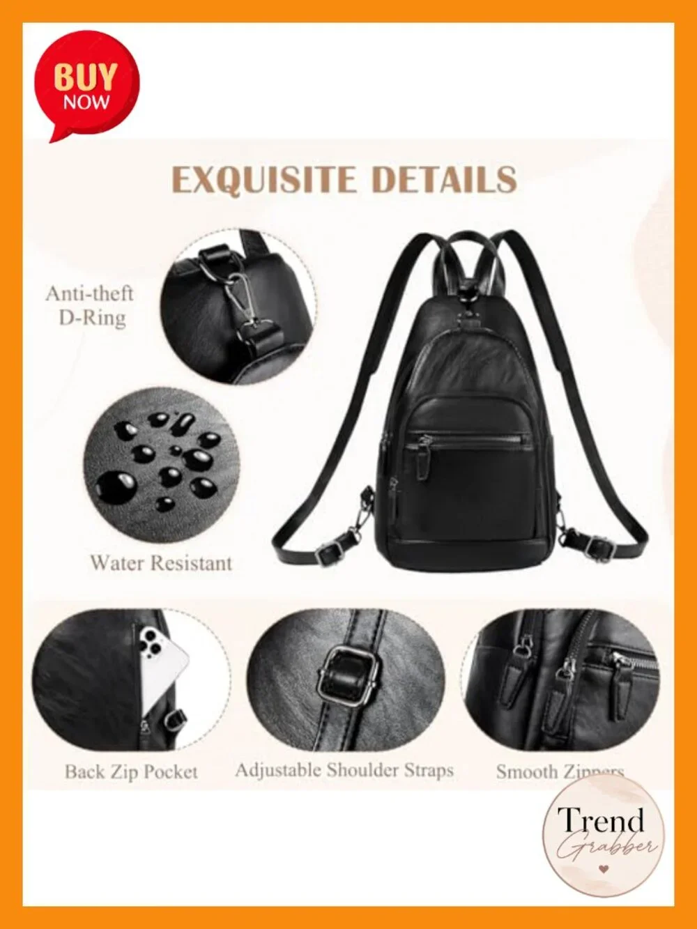Faux Leather Convertible Backpack Purse Anti Theft Sling Bag Women Travel